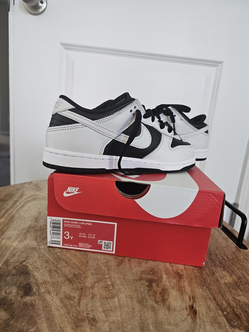 Nike Dunk Low Kids White and Black Sneakers